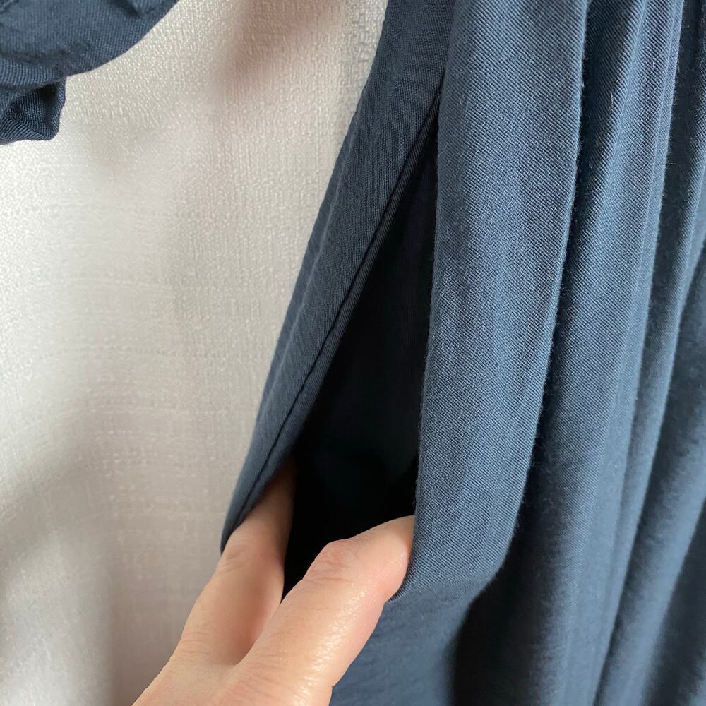 Madewell Dark Baltic Blue Gray Twill Sophia Midi Dress Sz.S - Picture 11 of 16